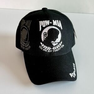 US Warriors POW-MIA You Are Not Forgotten Embroidered Shadow Black Cap NEW w/Tag